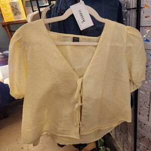 SHEIN Yellow Textured Crop Top & Short Set